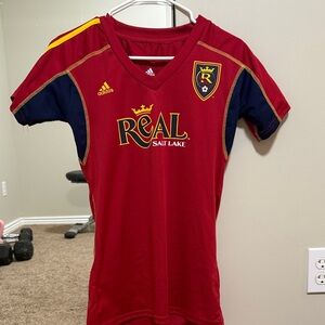 Adidas womens Red and Navy REAL Soccer Jersey